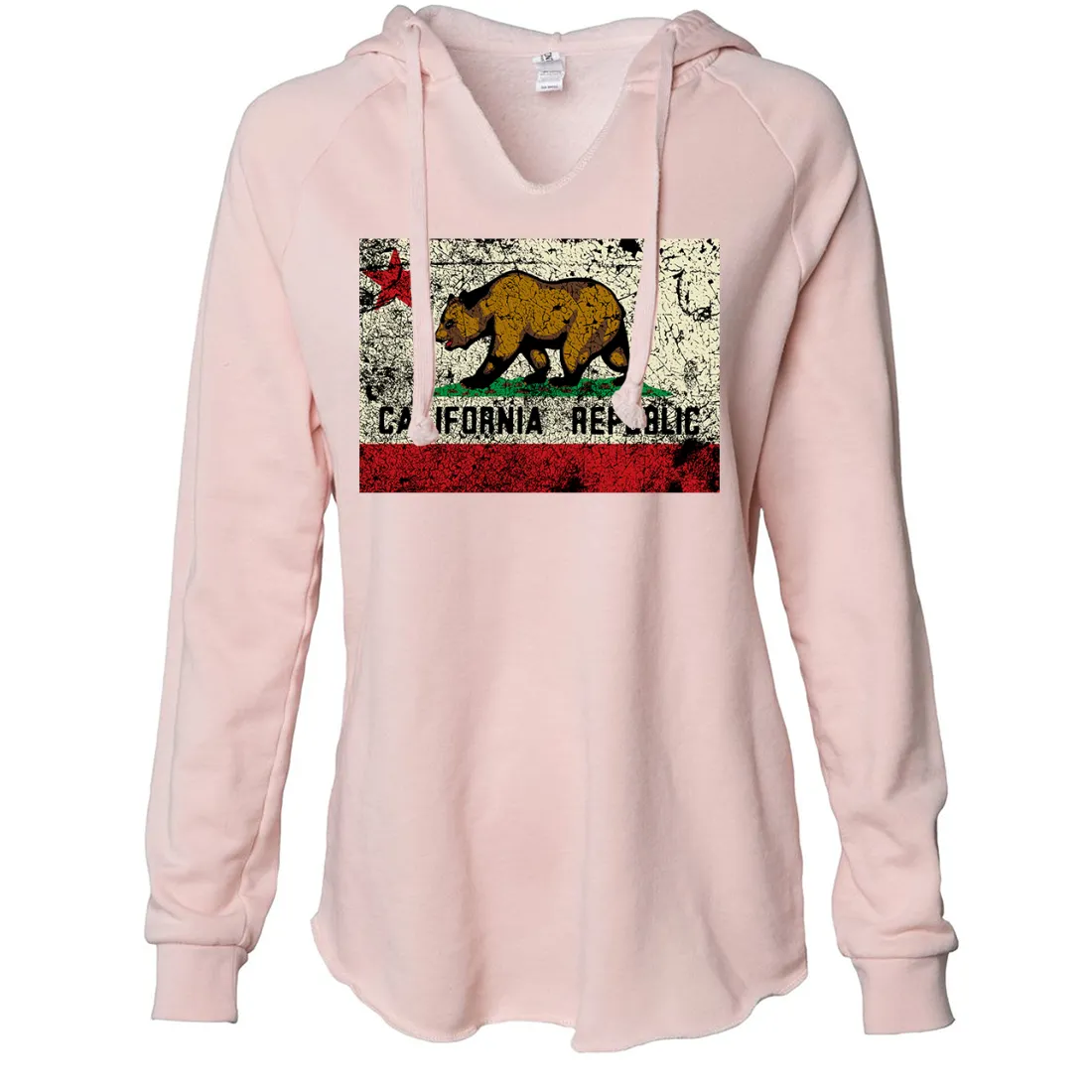 California State Flag Distressed Women's Soft Hooded Pullover