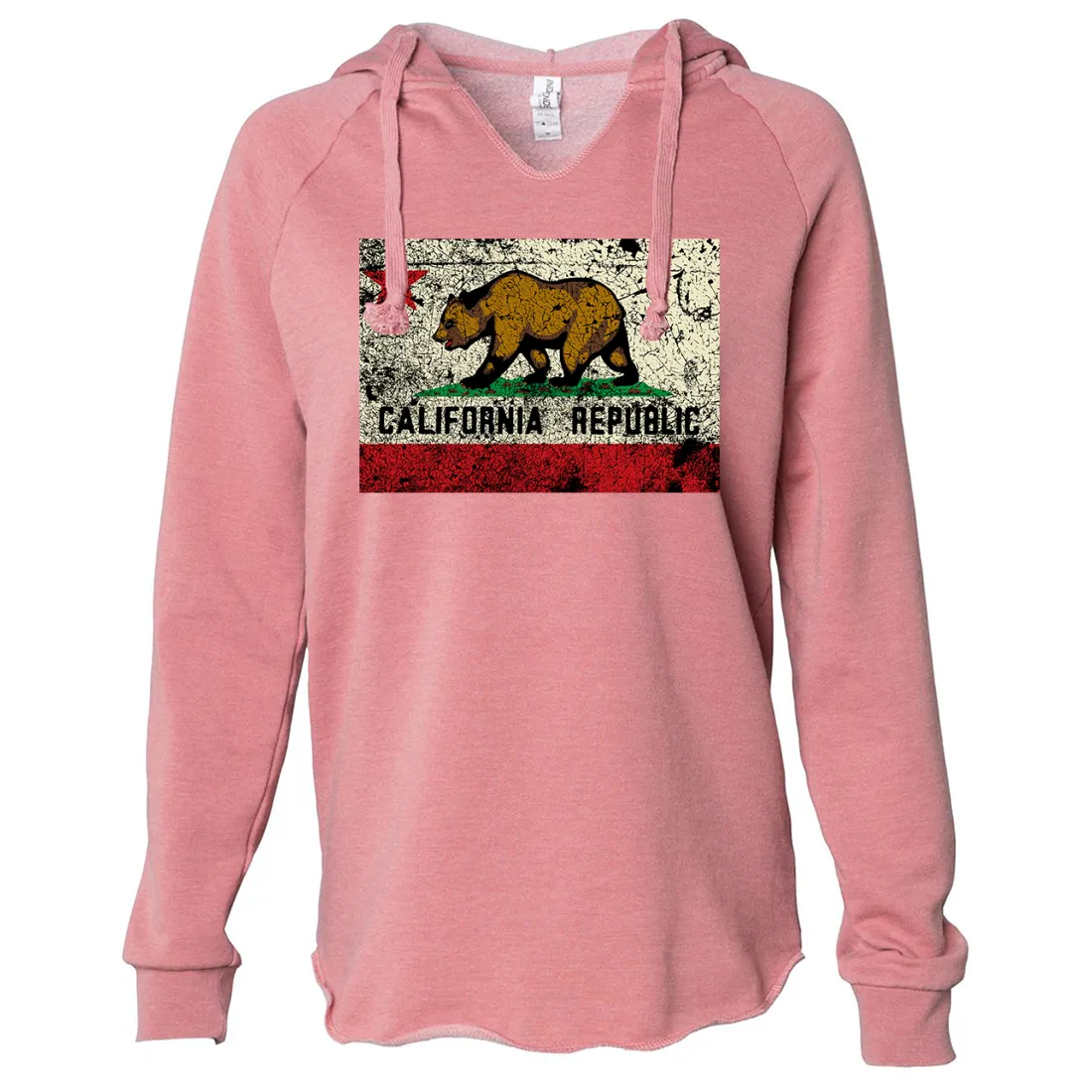 California State Flag Distressed Women's Soft Hooded Pullover