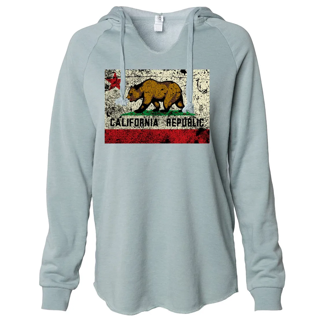 California State Flag Distressed Women's Soft Hooded Pullover