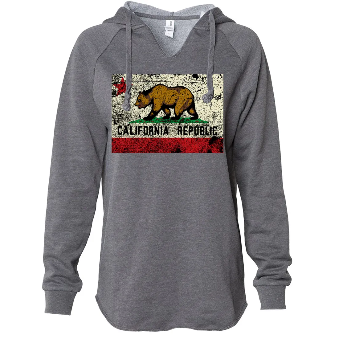 California State Flag Distressed Women's Soft Hooded Pullover