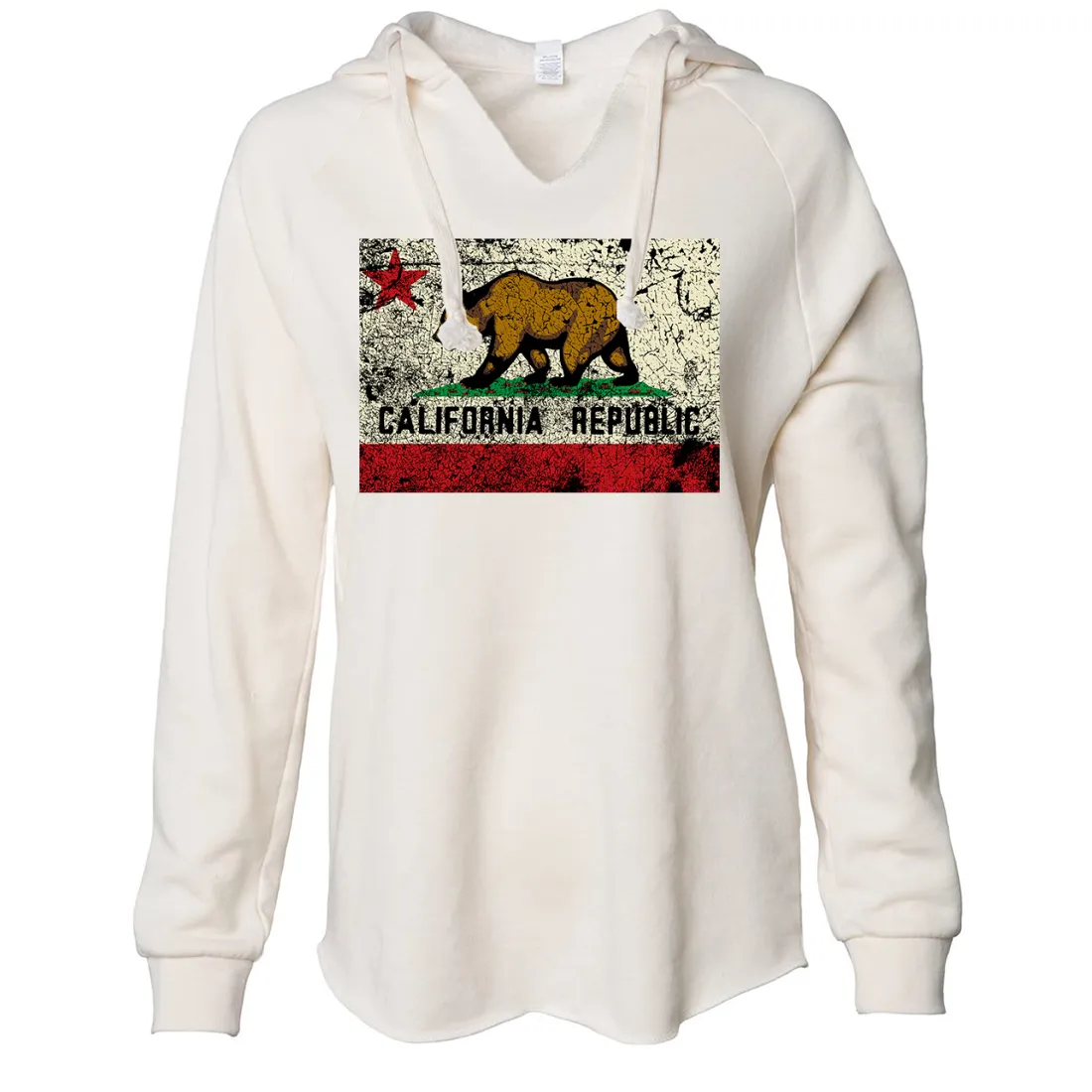 California State Flag Distressed Women's Soft Hooded Pullover