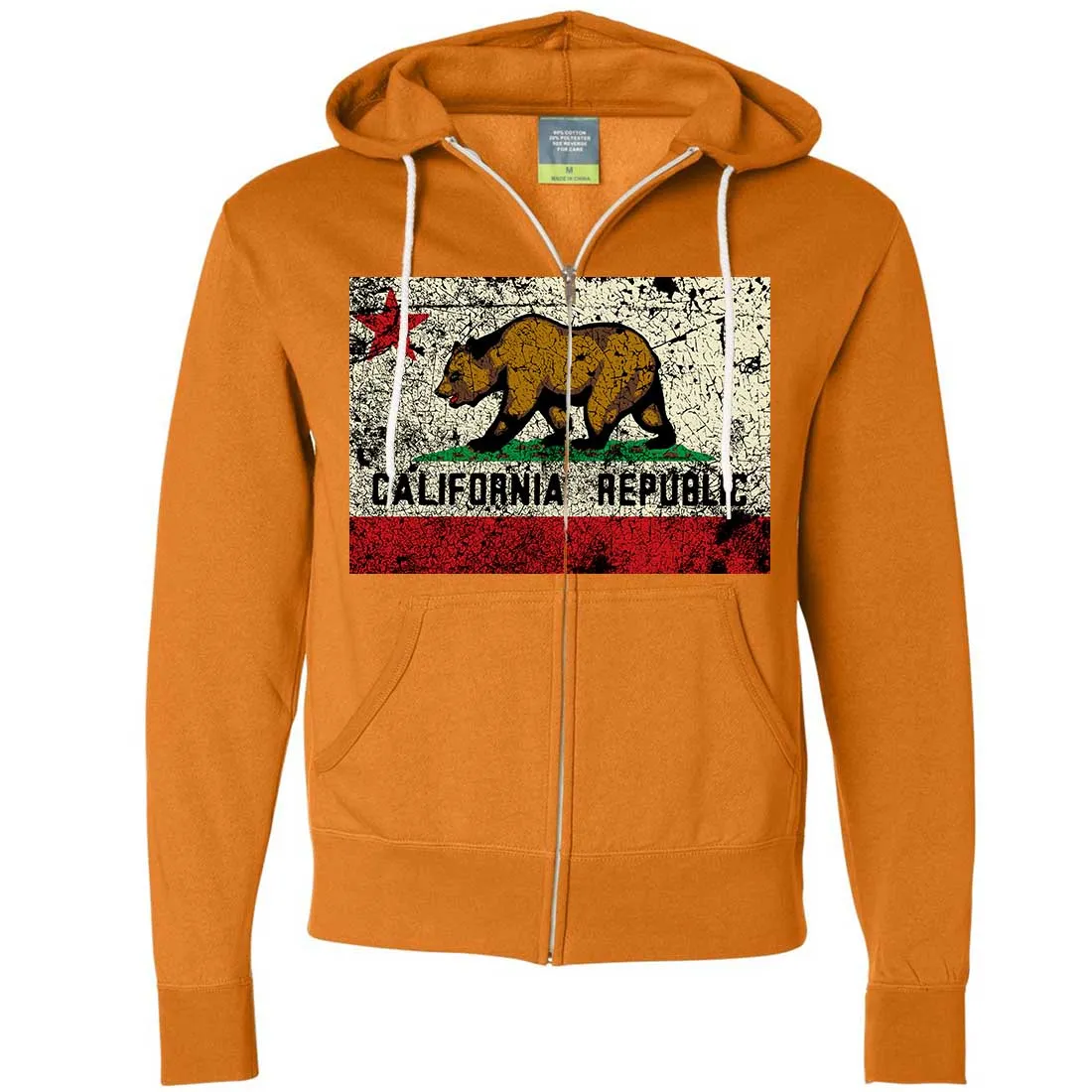 California State Flag Distressed Zip-Up Hoodie