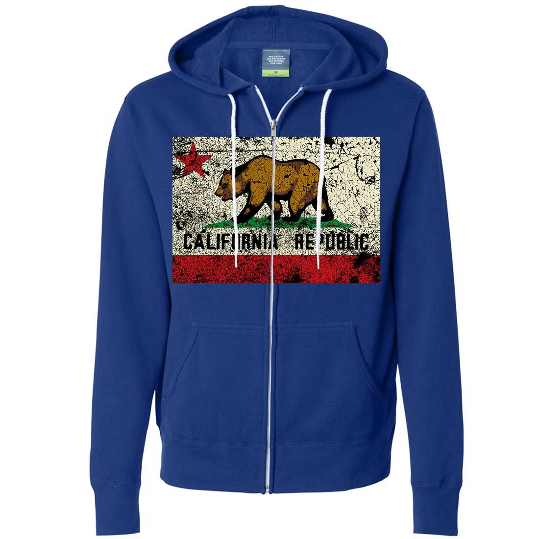 California State Flag Distressed Zip-Up Hoodie