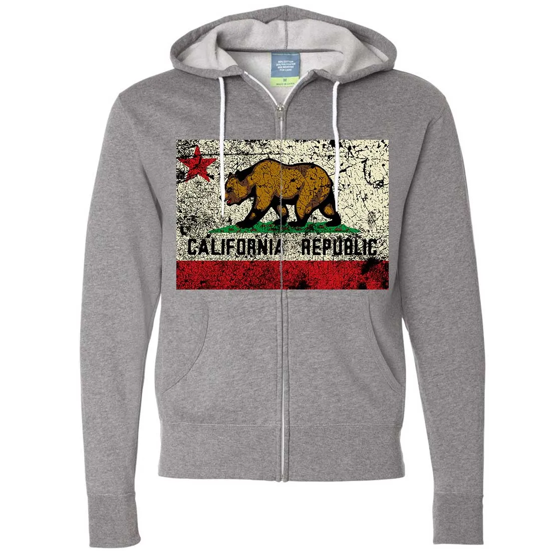 California State Flag Distressed Zip-Up Hoodie