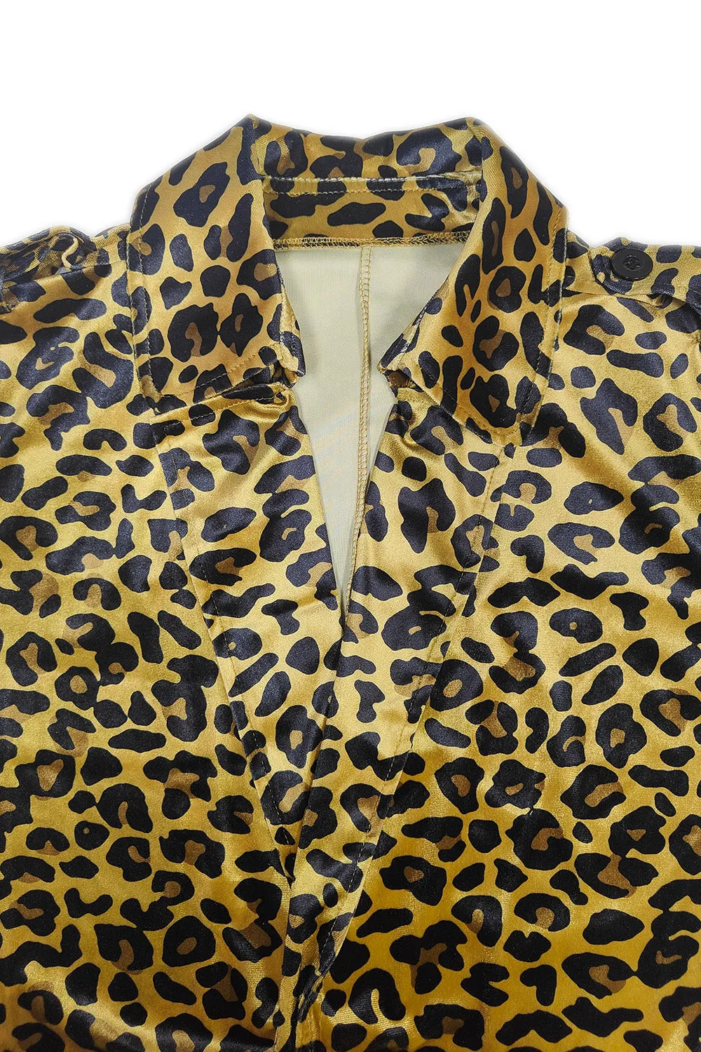 Camila Leopard Collared Neck Long Sleeve Trench Coat | Poundton