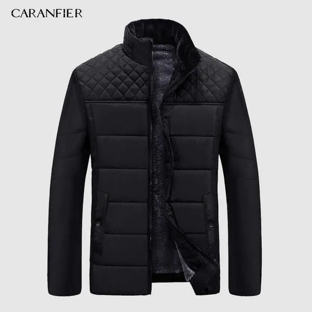 CARANFIER Warm Thick Winter Jacket Men Clothes Casual Stand Collar