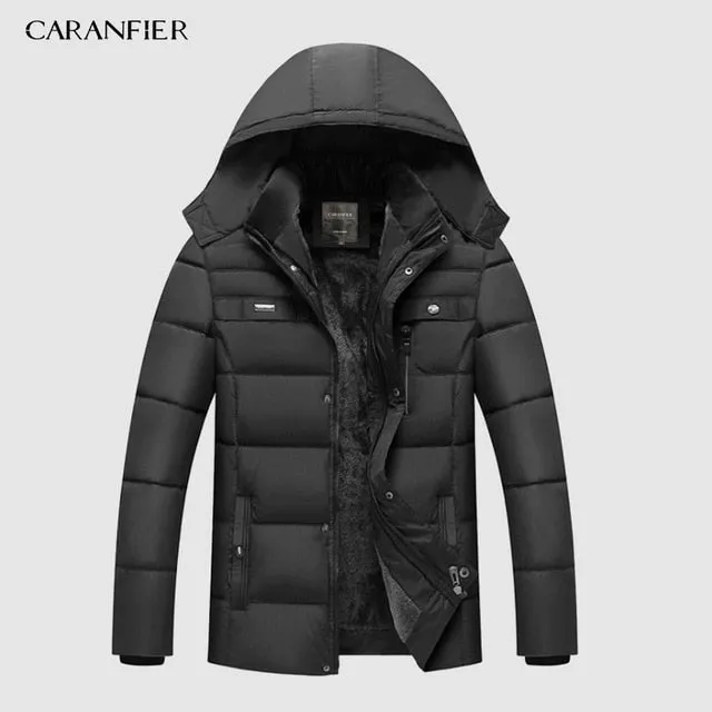 CARANFIER Warm Thick Winter Jacket Men Clothes Casual Stand Collar