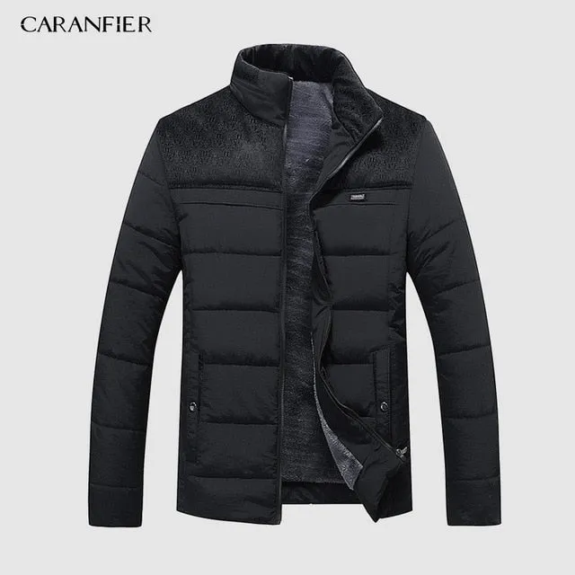 CARANFIER Warm Thick Winter Jacket Men Clothes Casual Stand Collar