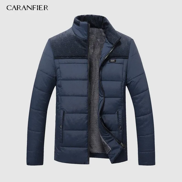 CARANFIER Warm Thick Winter Jacket Men Clothes Casual Stand Collar