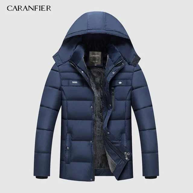 CARANFIER Warm Thick Winter Jacket Men Clothes Casual Stand Collar