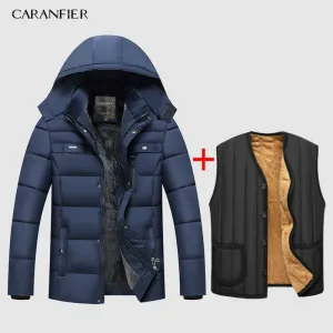 CARANFIER Warm Thick Winter Jacket Men Clothes Casual Stand Collar