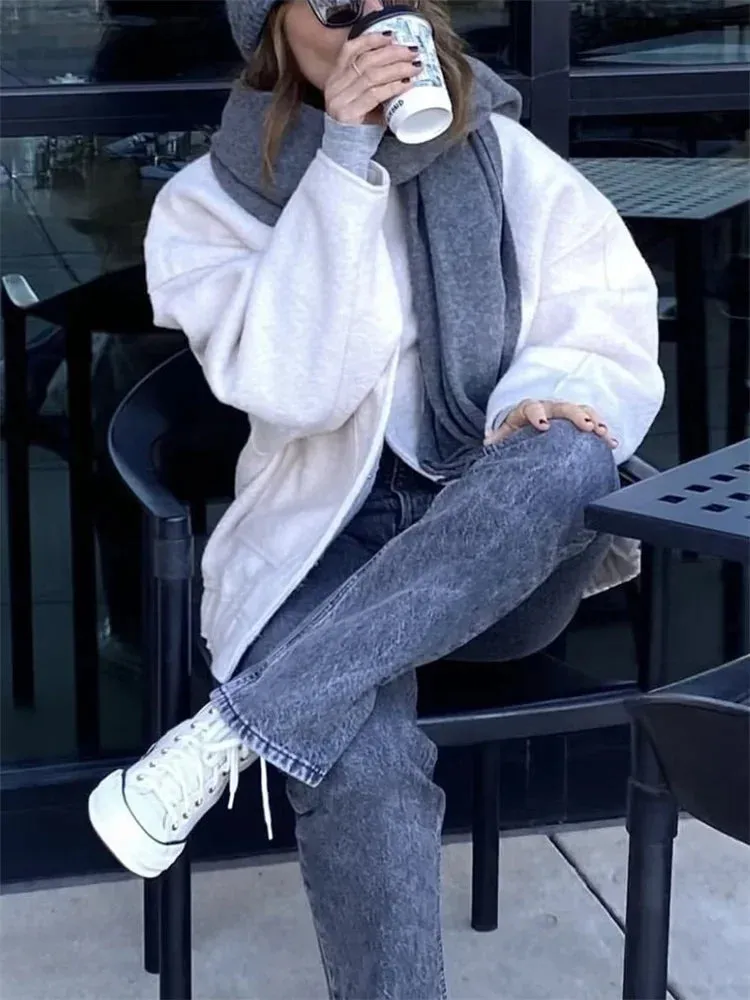 Casual Gray Warm Baseball Jacket Overcoat