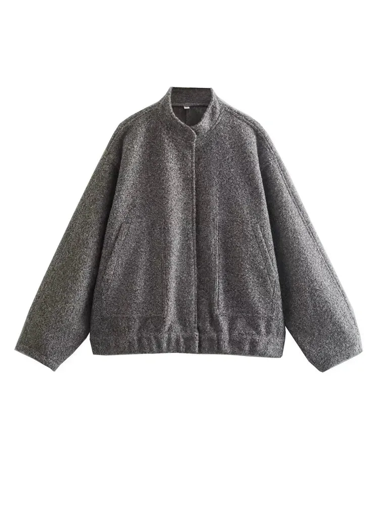 Casual Gray Warm Baseball Jacket Overcoat