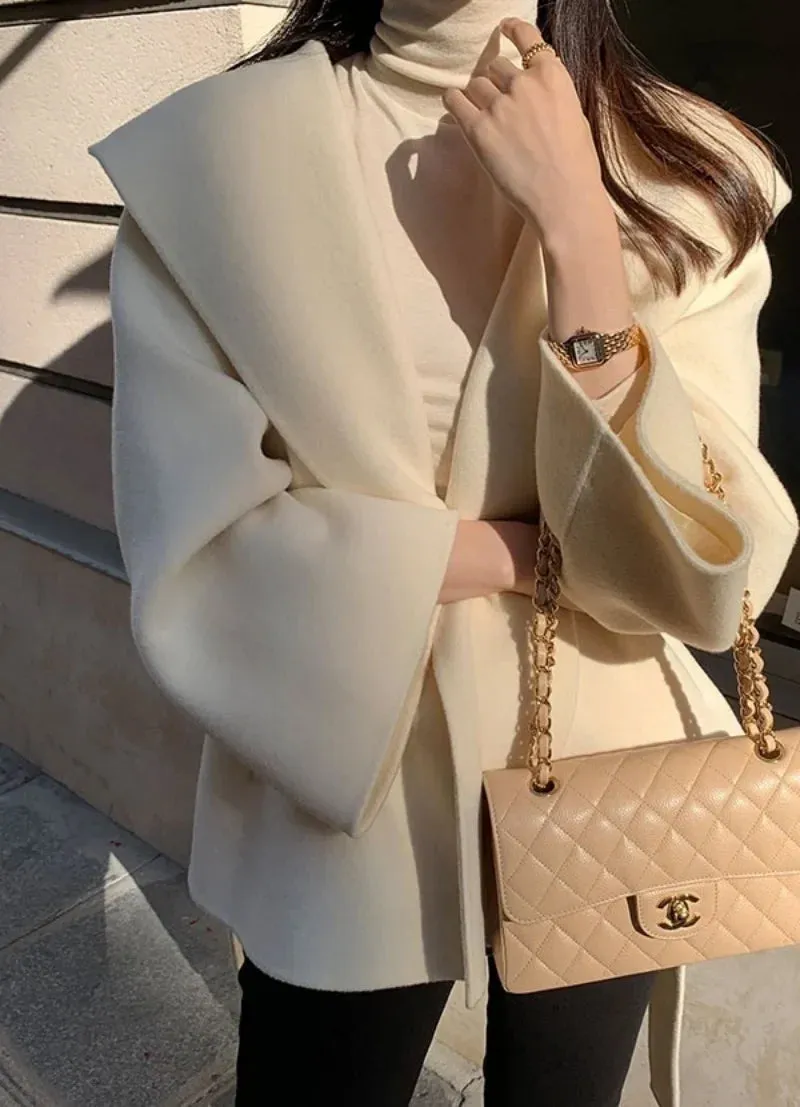Chic Brown Woolen Hooded Overcoat