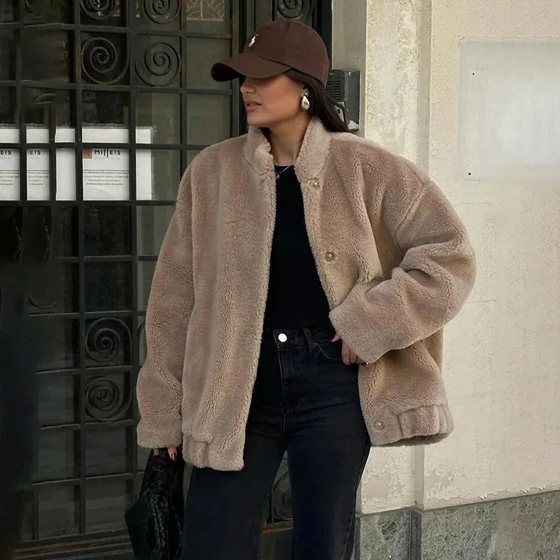Chic Teddy Bear Faux Fur Coat