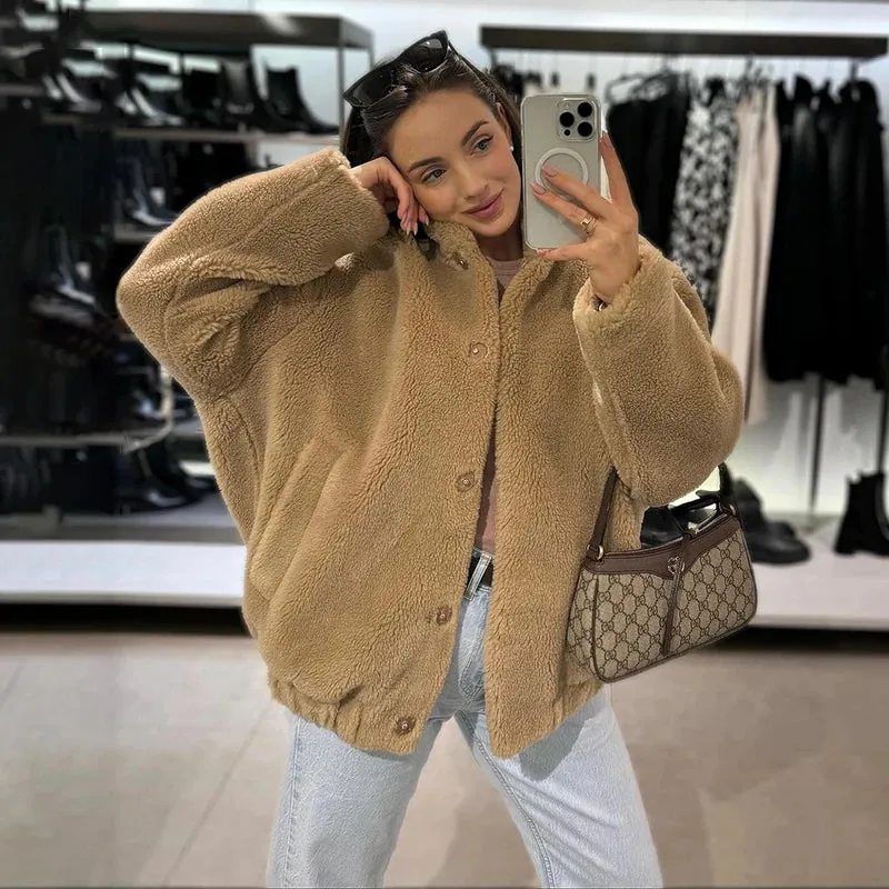 Chic Teddy Bear Faux Fur Coat