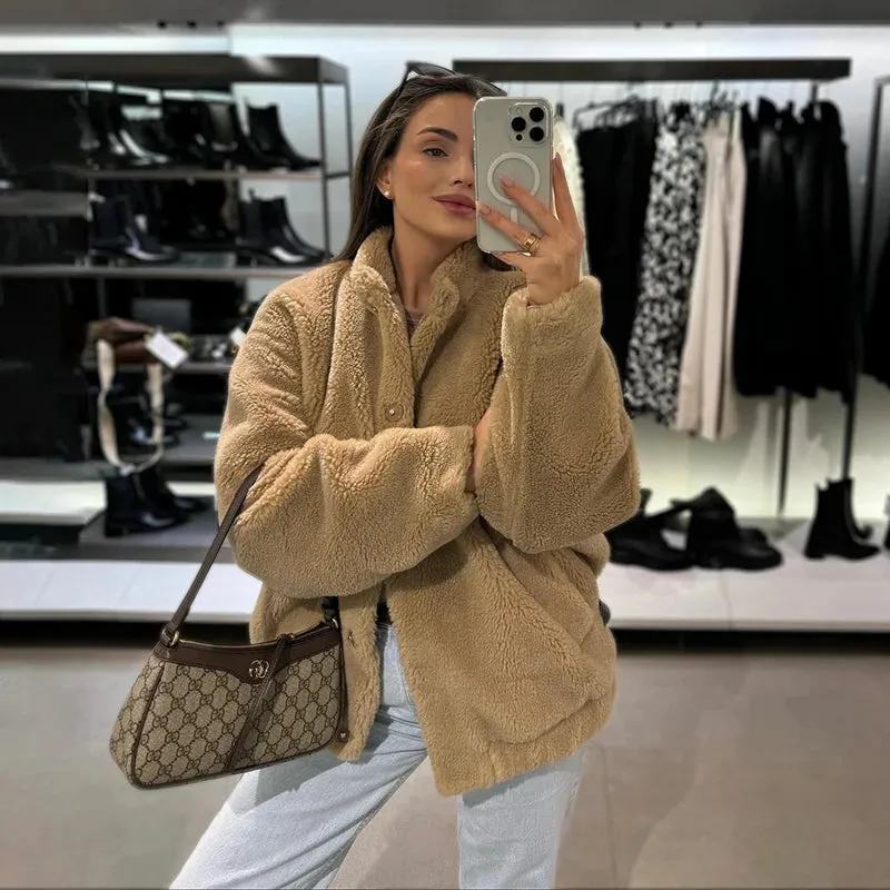 Chic Teddy Bear Faux Fur Coat