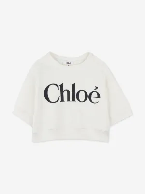 Chloé Girls Logo Sweatshirt in Ivory