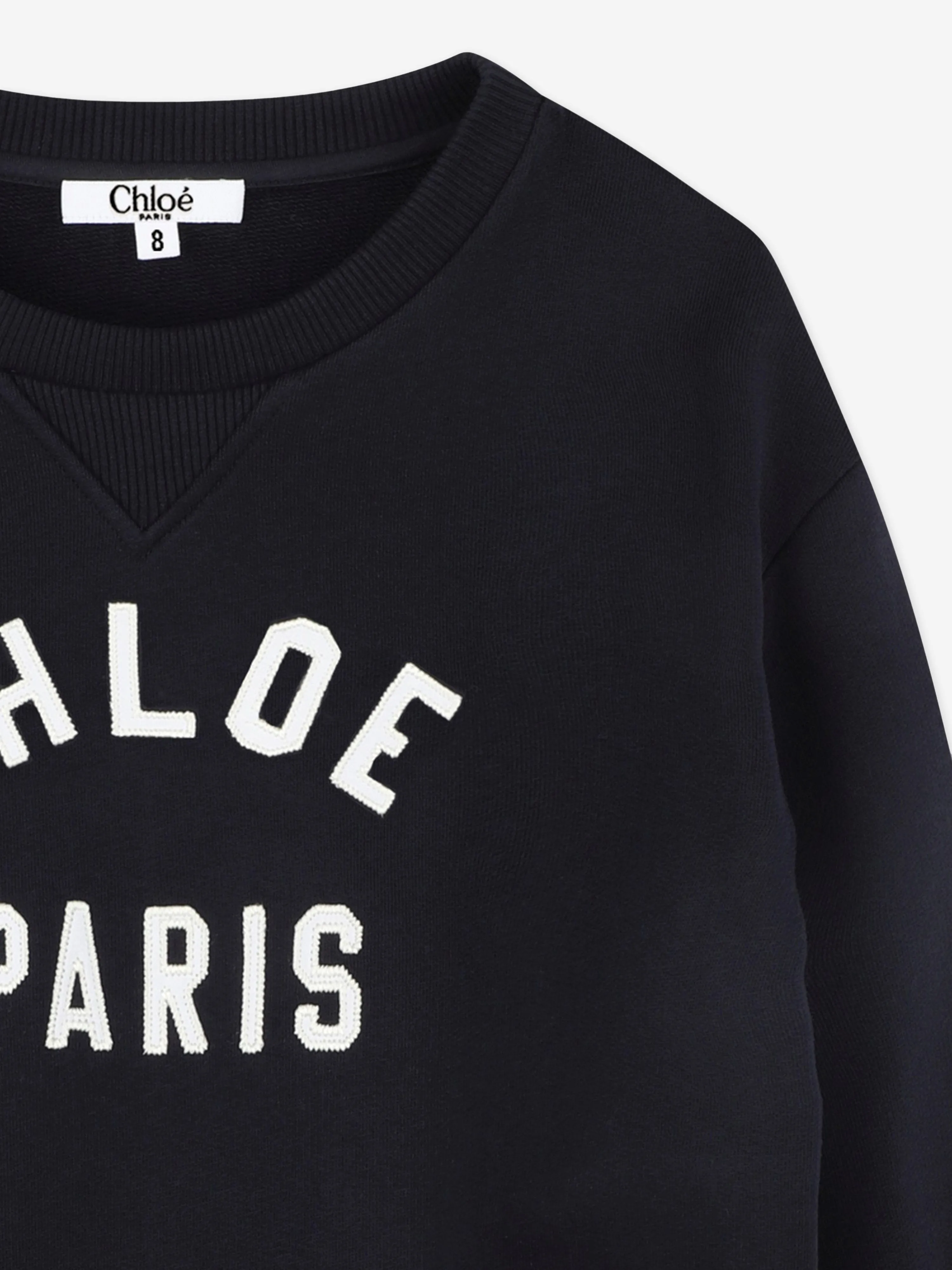 Chloé Girls Paris Logo Sweatshirt in Navy