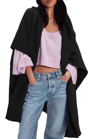 Chouyatou Women Hooded Kimono Cardigan Sweater Oversized Open Front Cardigan Jacket