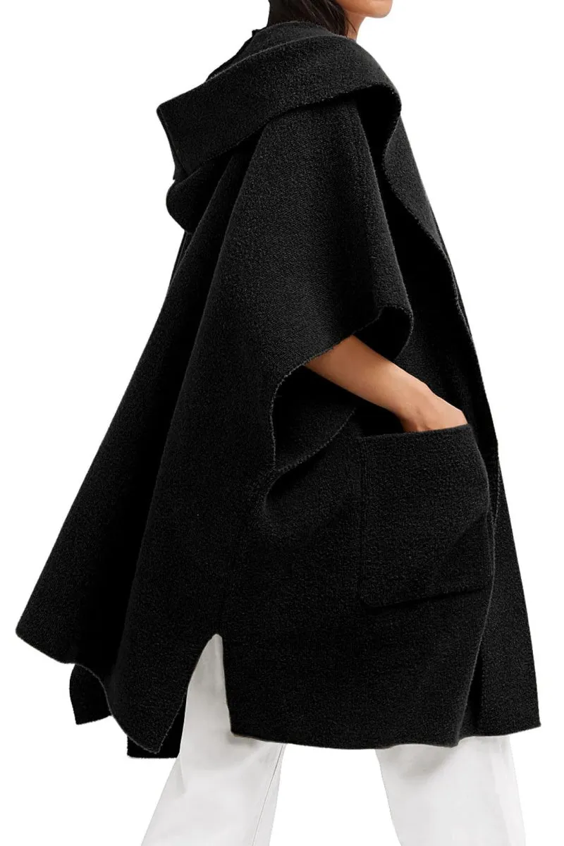 Chouyatou Women Hooded Kimono Cardigan Sweater Oversized Open Front Cardigan Jacket