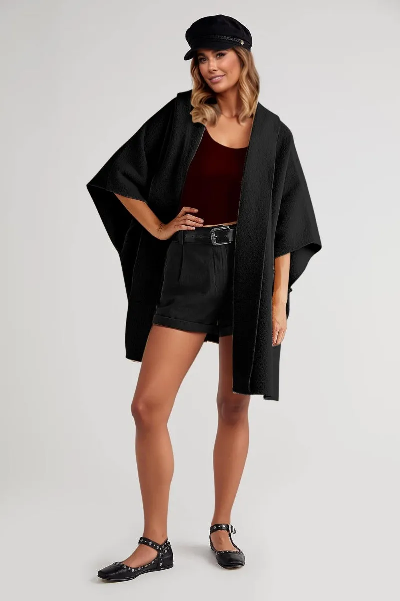 Chouyatou Women Hooded Kimono Cardigan Sweater Oversized Open Front Cardigan Jacket
