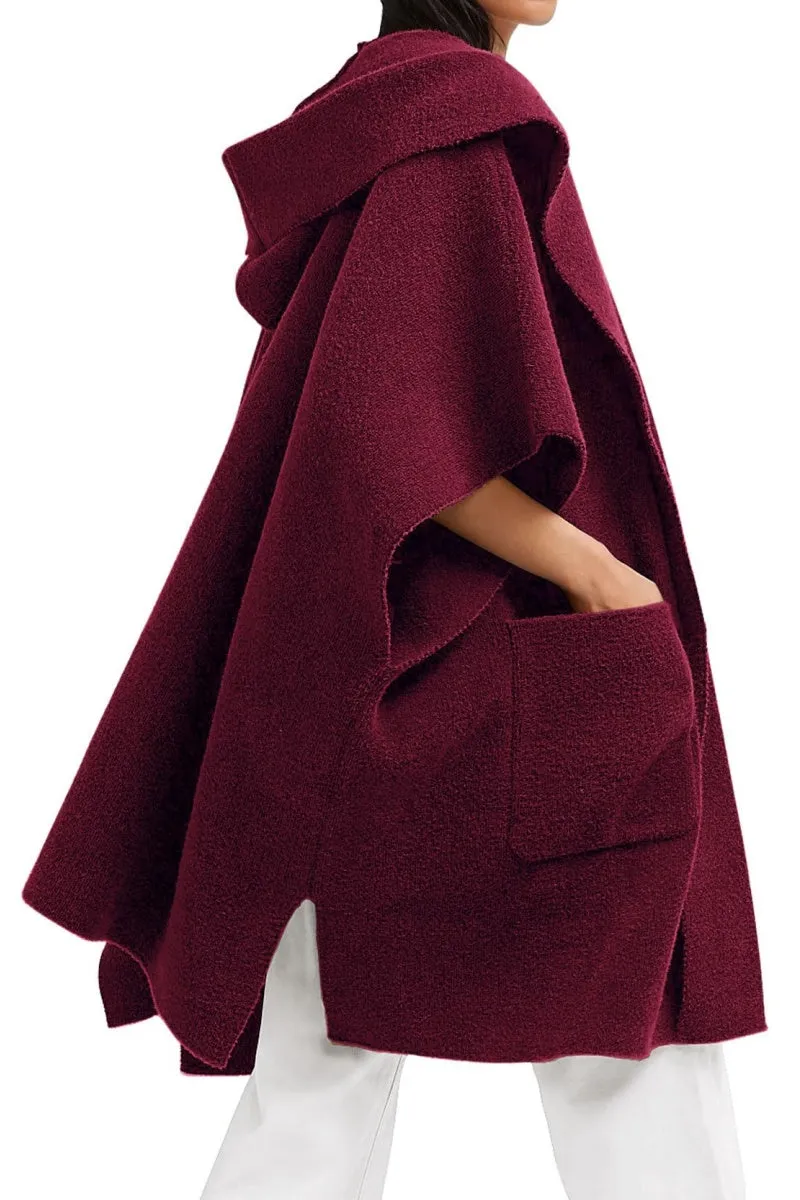 Chouyatou Women Hooded Kimono Cardigan Sweater Oversized Open Front Cardigan Jacket