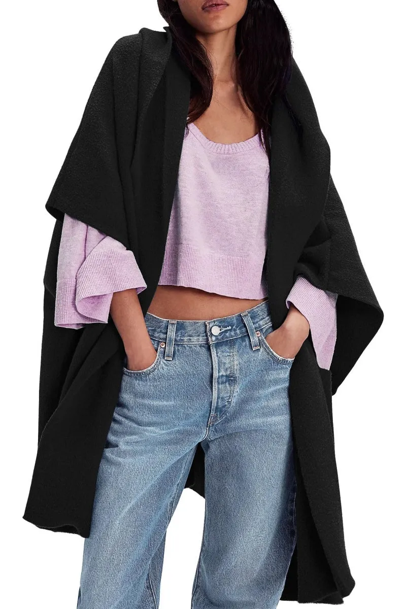 Chouyatou Women Hooded Kimono Cardigan Sweater Oversized Open Front Cardigan Jacket
