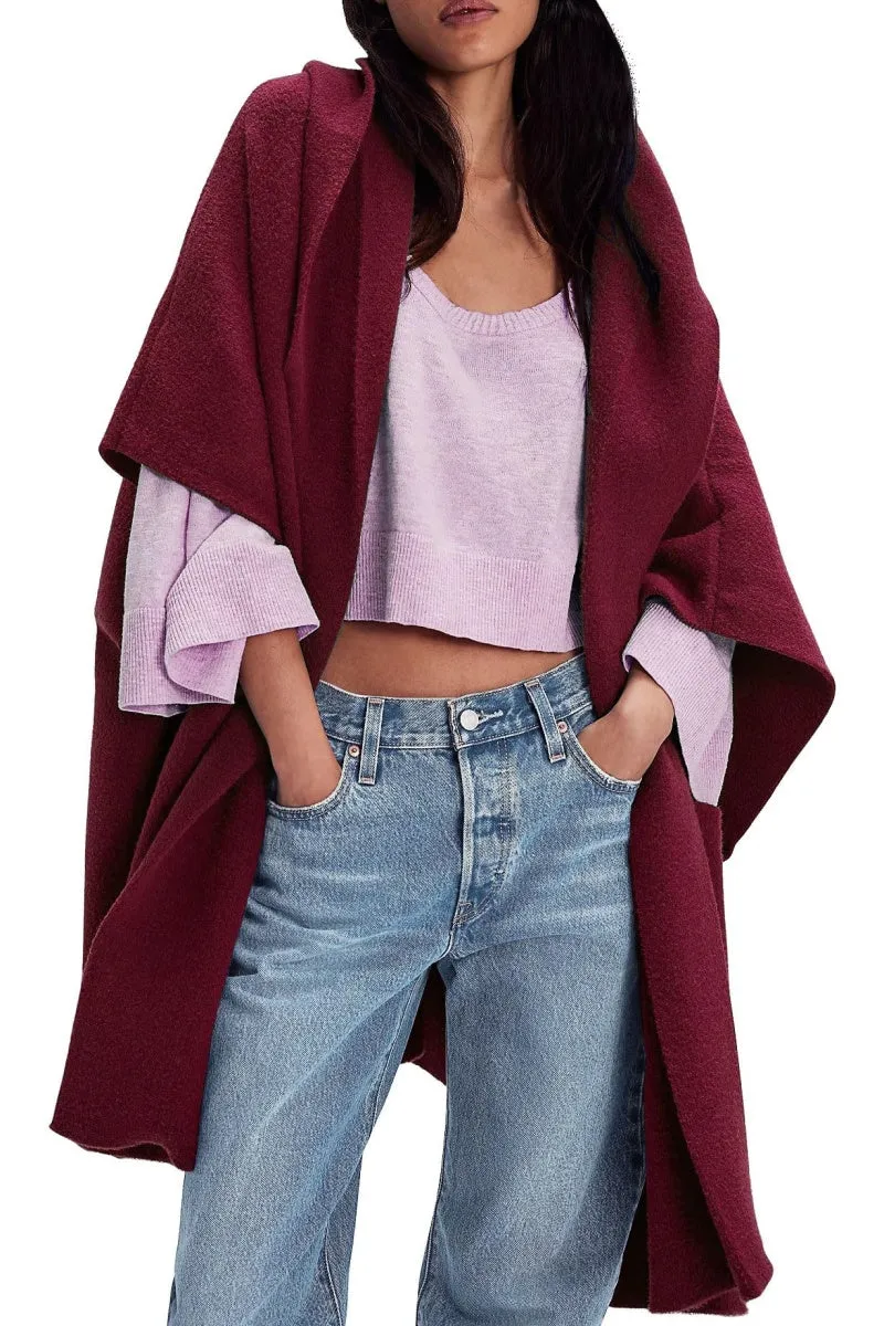 Chouyatou Women Hooded Kimono Cardigan Sweater Oversized Open Front Cardigan Jacket