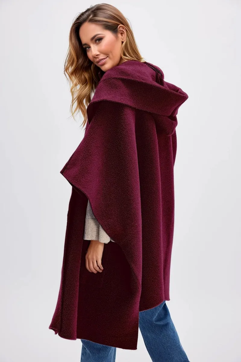 Chouyatou Women Hooded Kimono Cardigan Sweater Oversized Open Front Cardigan Jacket