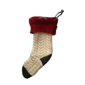 Christmas Stocking - Cream, Red & Green - 042