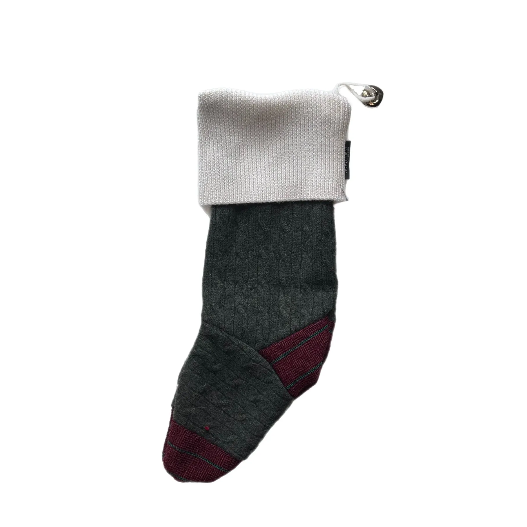 Christmas Stocking - Green & Cream - 023