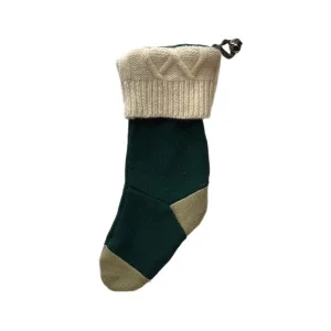 Christmas Stocking - Green & Cream - 039
