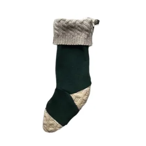 Christmas Stocking - Green & Cream - 048