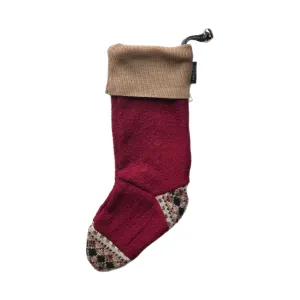 Christmas Stocking - Red & Beige - 016