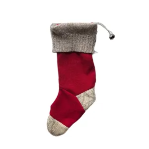 Christmas Stocking - Red & Beige - 018