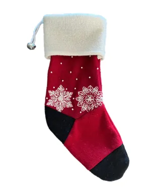 Christmas Stocking - Red & White Snowflakes - 066