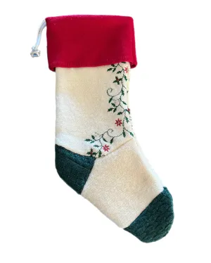 Christmas Stocking - Red, Green & Cream Floral - 060