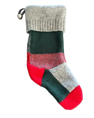 Christmas Stocking - Red, Green & Grey Patchwork - 057