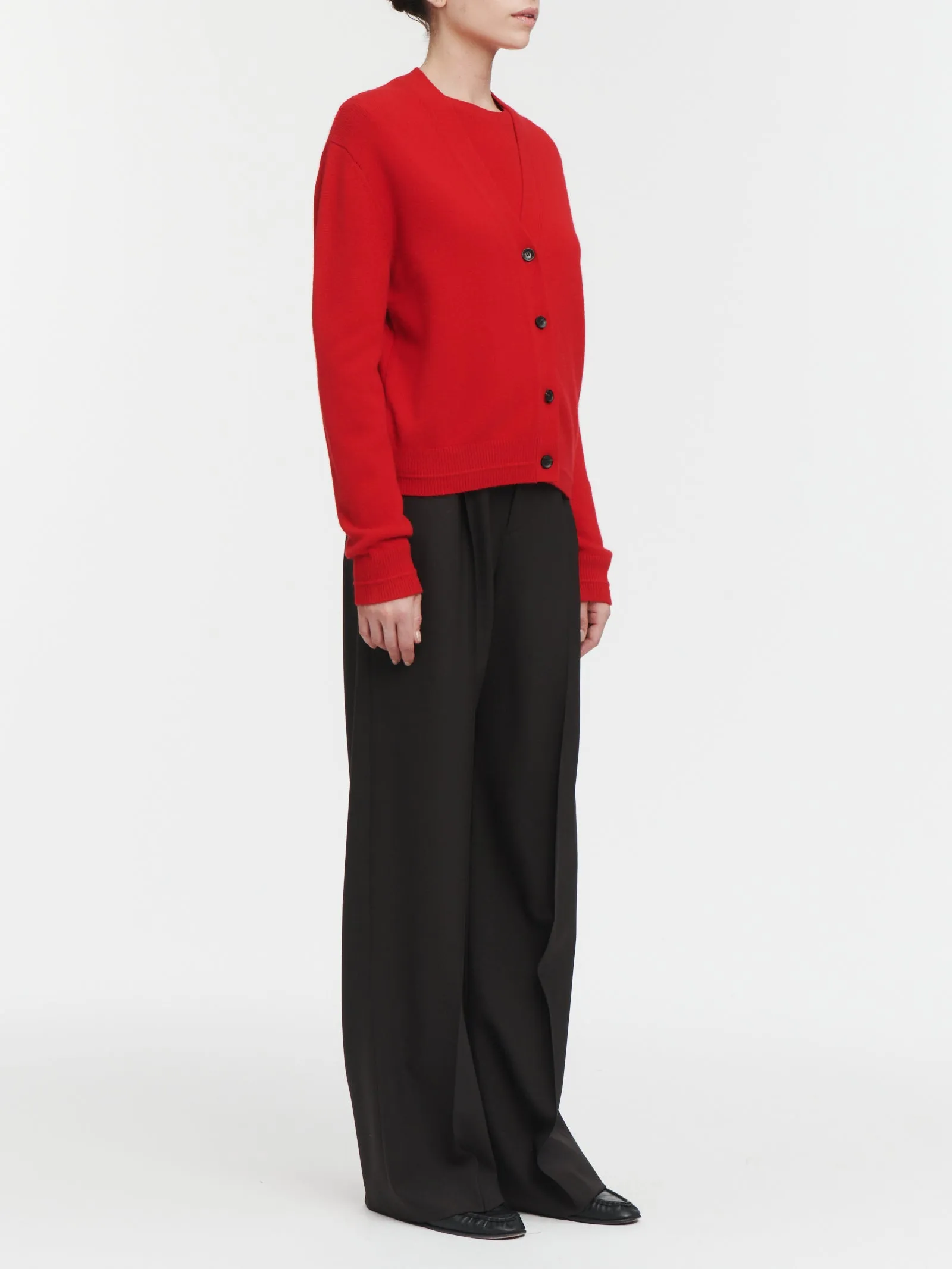 Classic V Cardigan in Red Lacquer