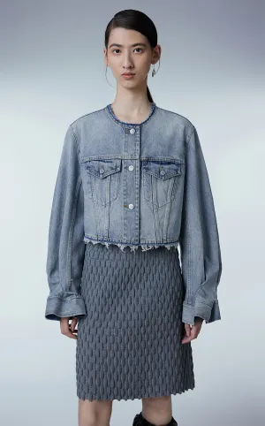 Coat / JNBY Relaxed Collarless Demin Jacket