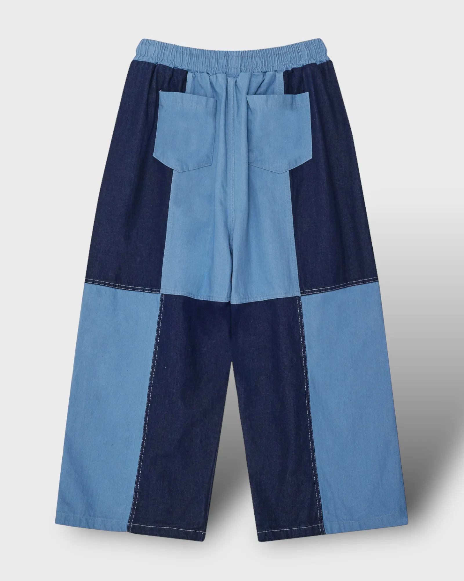 Color Block Wide Leg Denim Pants