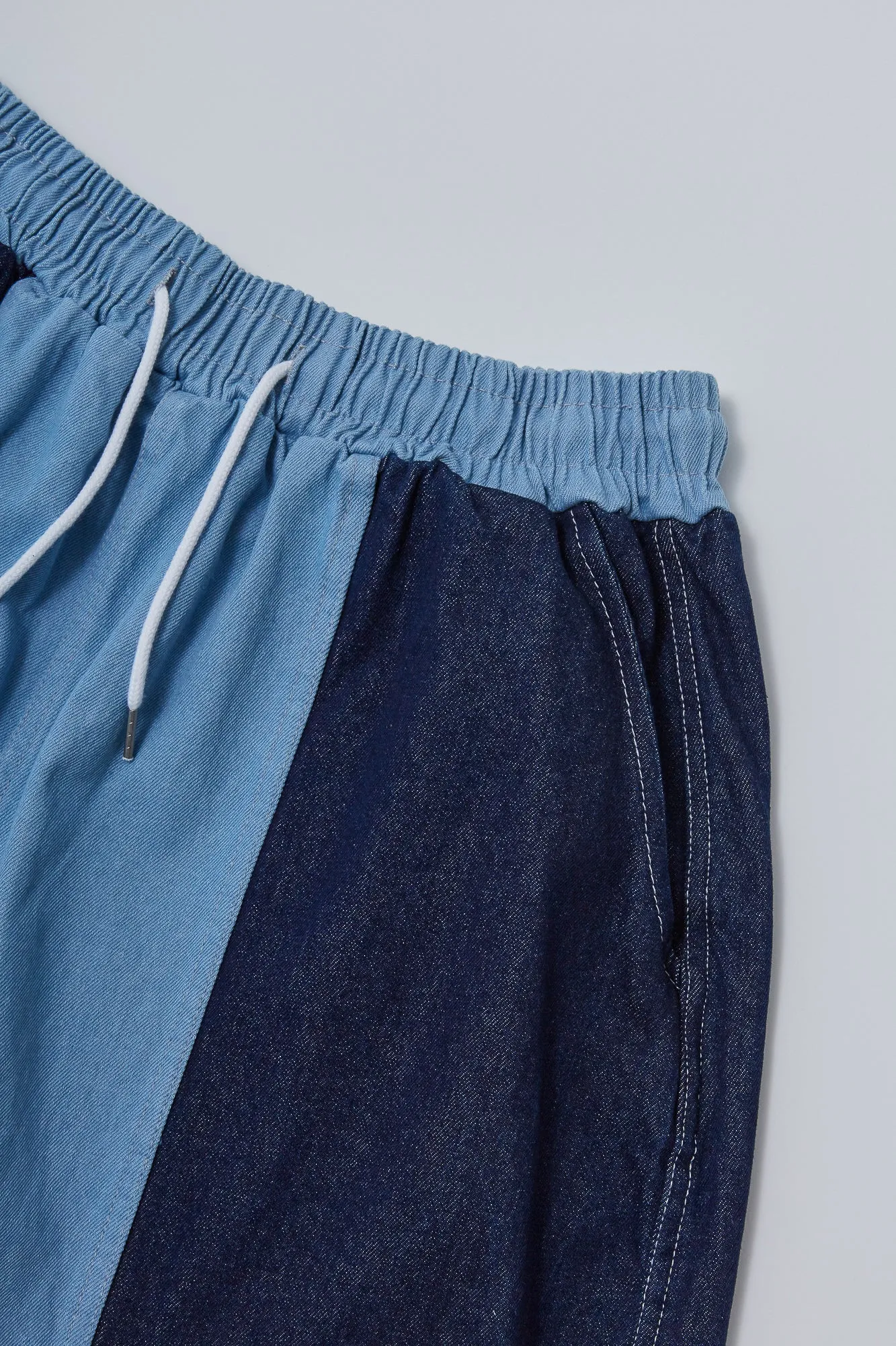 Color Block Wide Leg Denim Pants