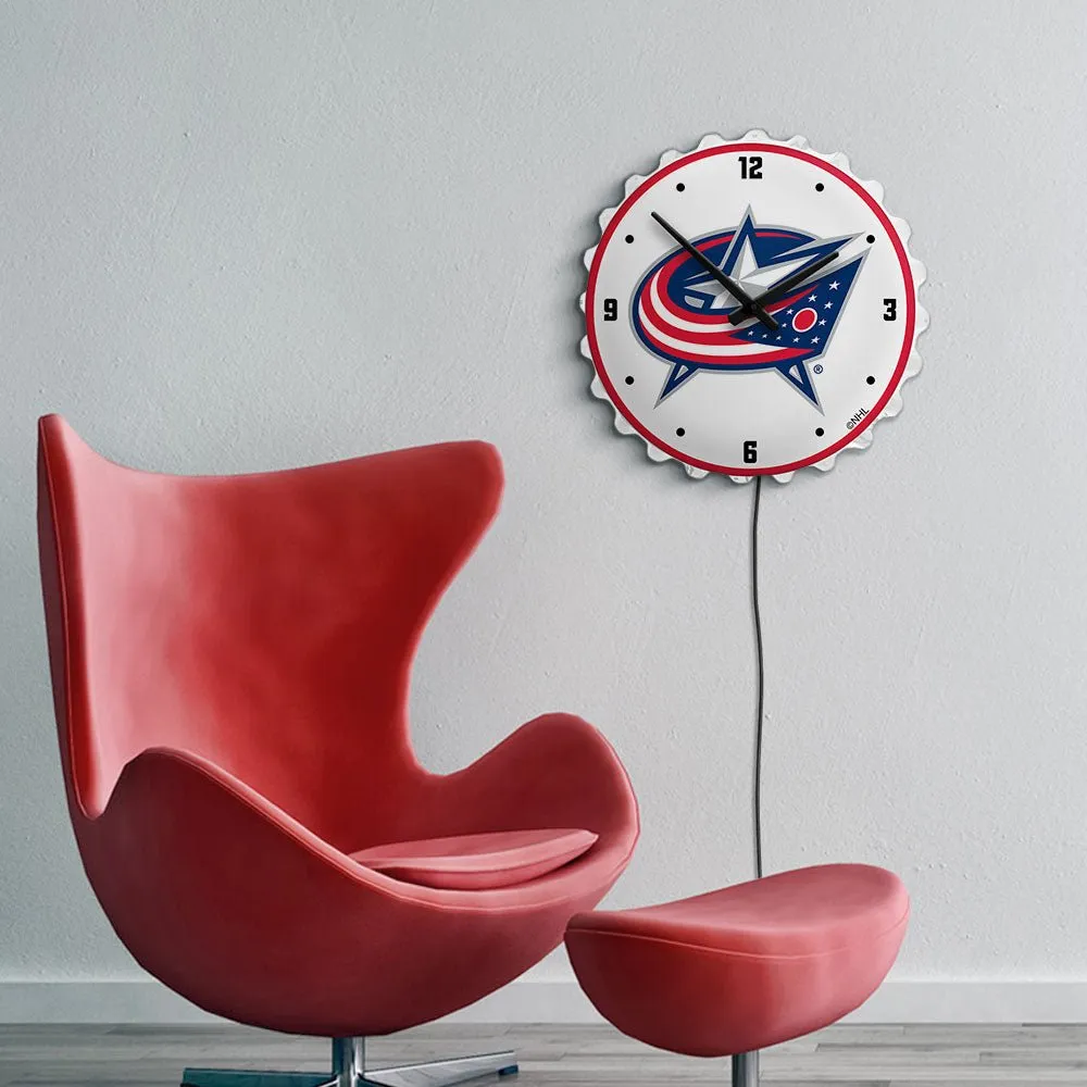Columbus Blue Jackets: Bottle Cap Lighted Wall Clock