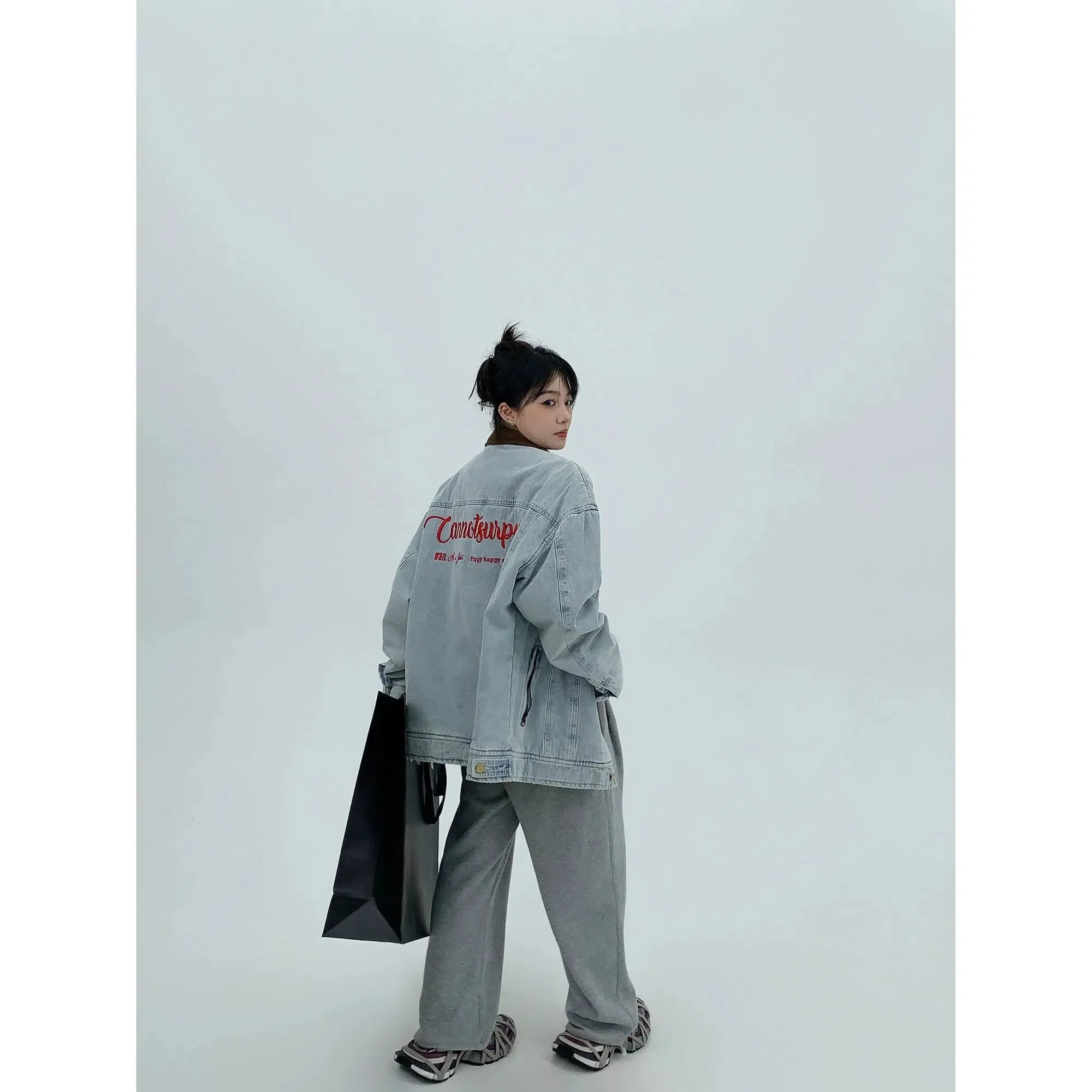 Corduroy Collar Oversized Denim Jacket