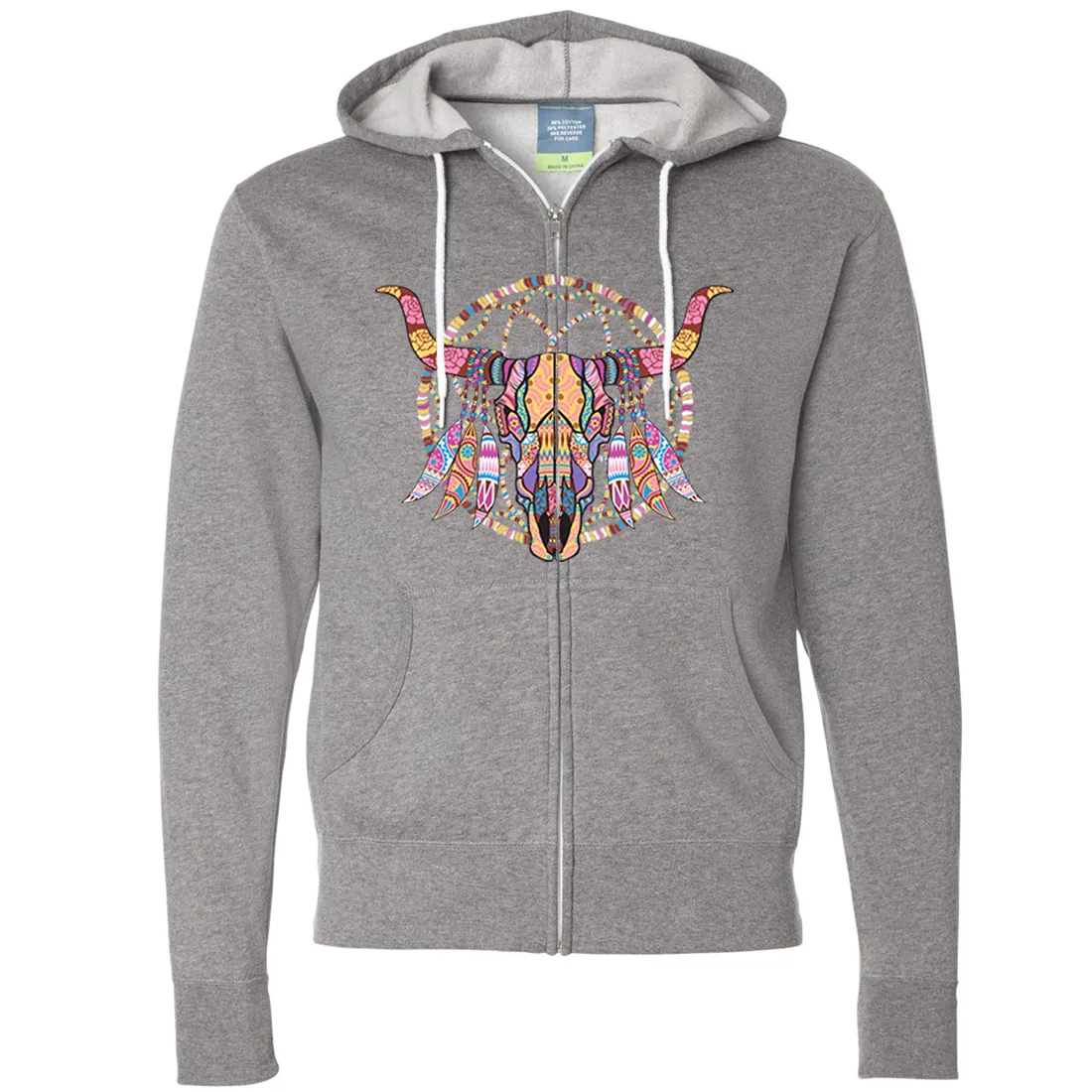Cow Skull Mosaic Zip-Up Hoodie