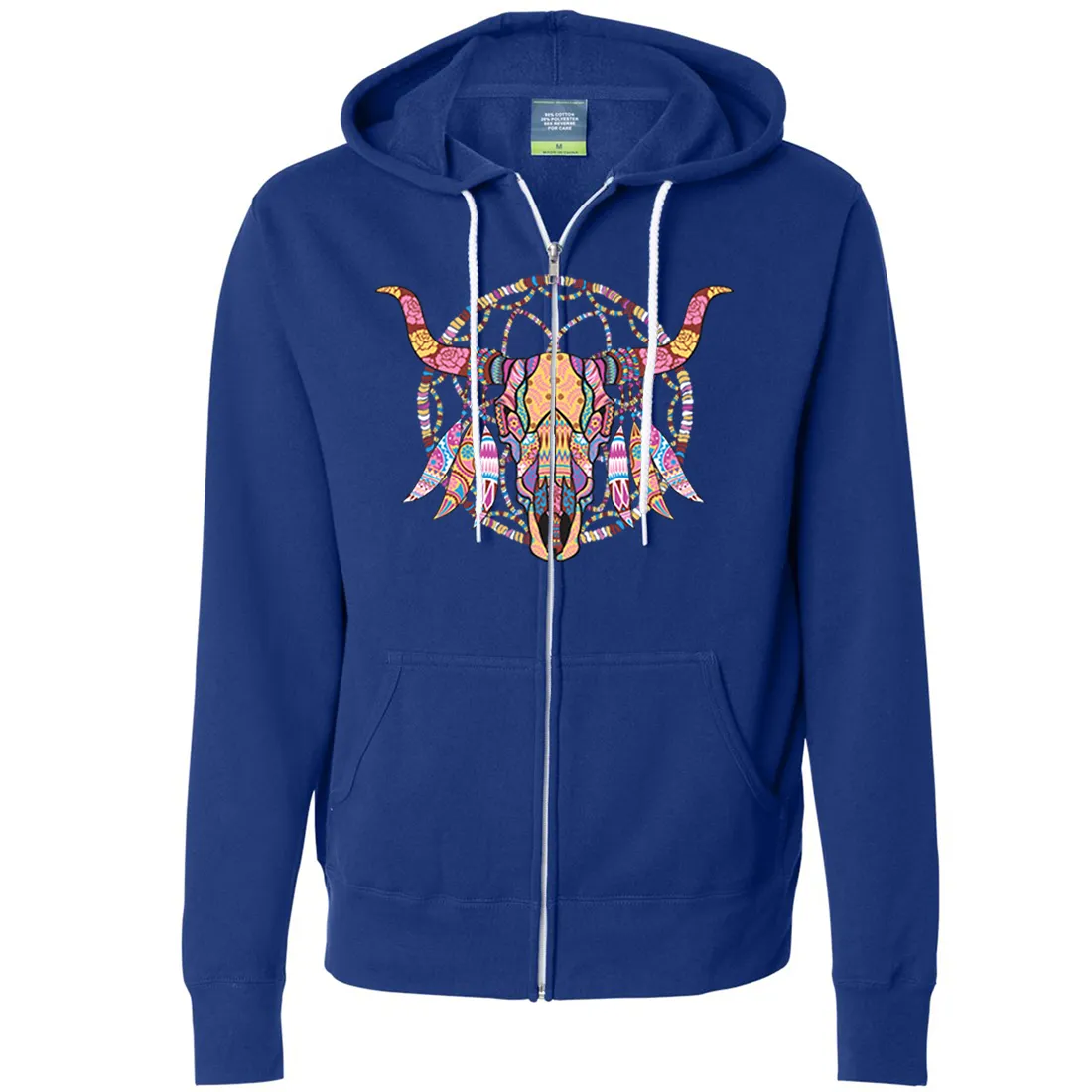 Cow Skull Mosaic Zip-Up Hoodie