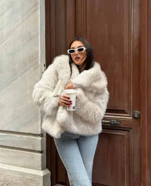Cream Soft Touch Oversized Premium Fur Plush Coat