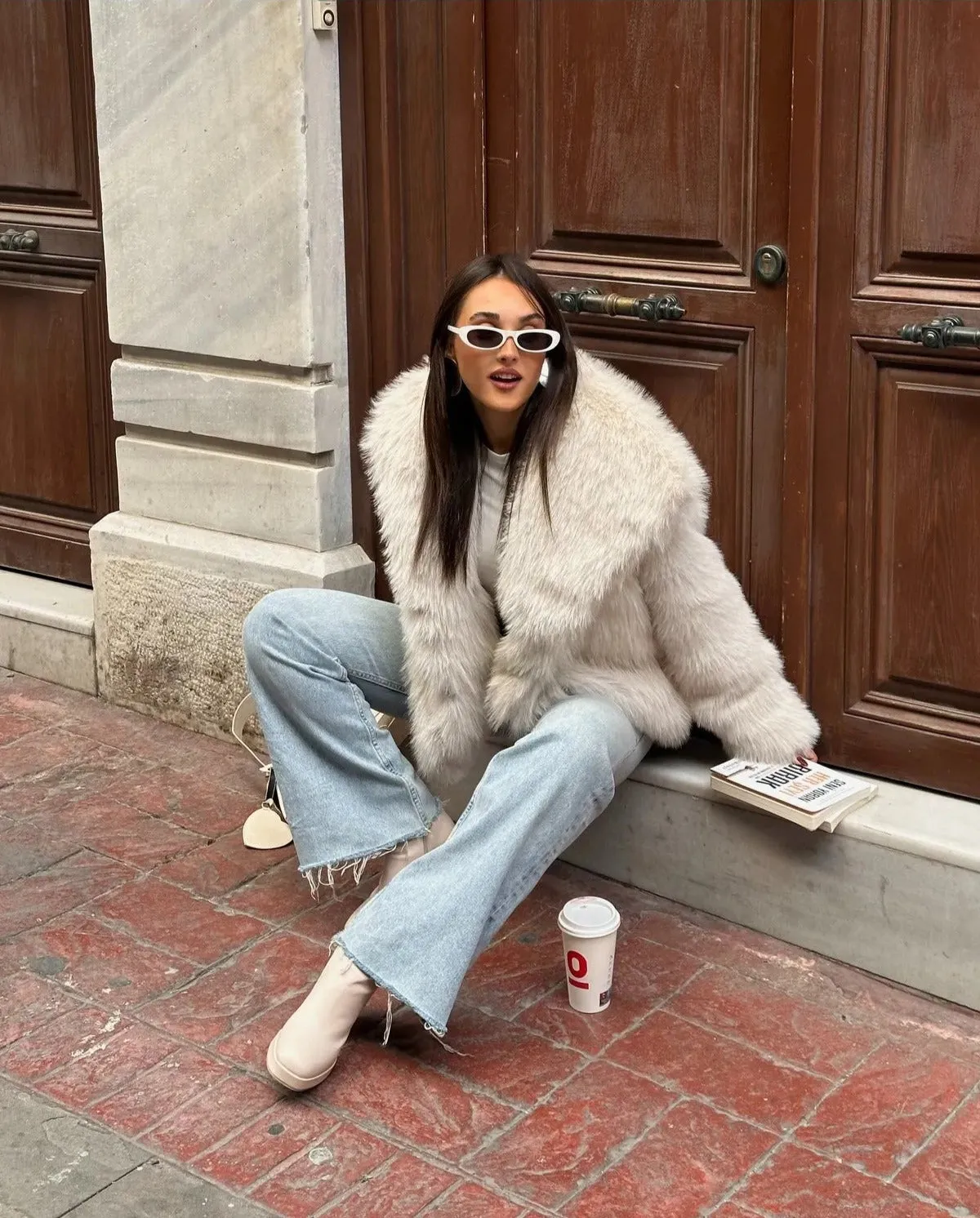 Cream Soft Touch Oversized Premium Fur Plush Coat