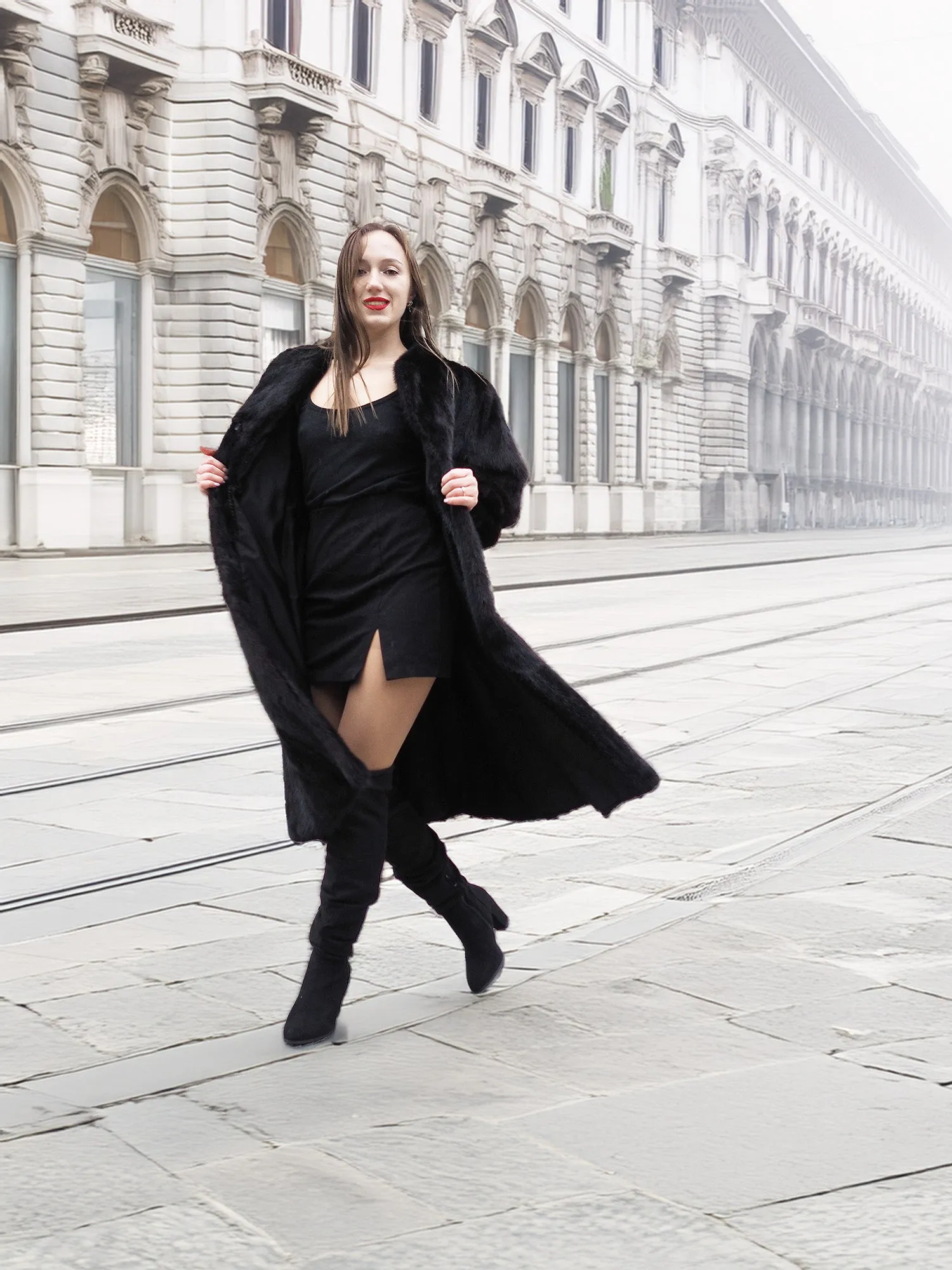 Dark Ranch Black Mink Fur Coat Coats M Petit Classic Design